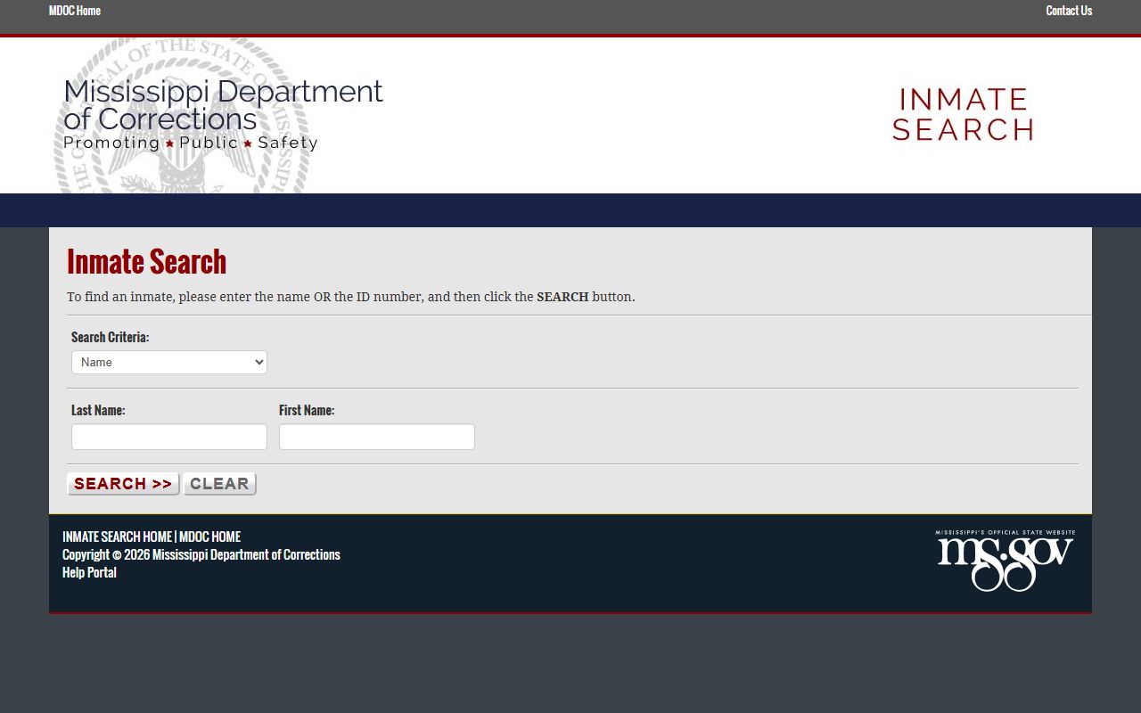 Union County inmate records MDOC state prison search fields